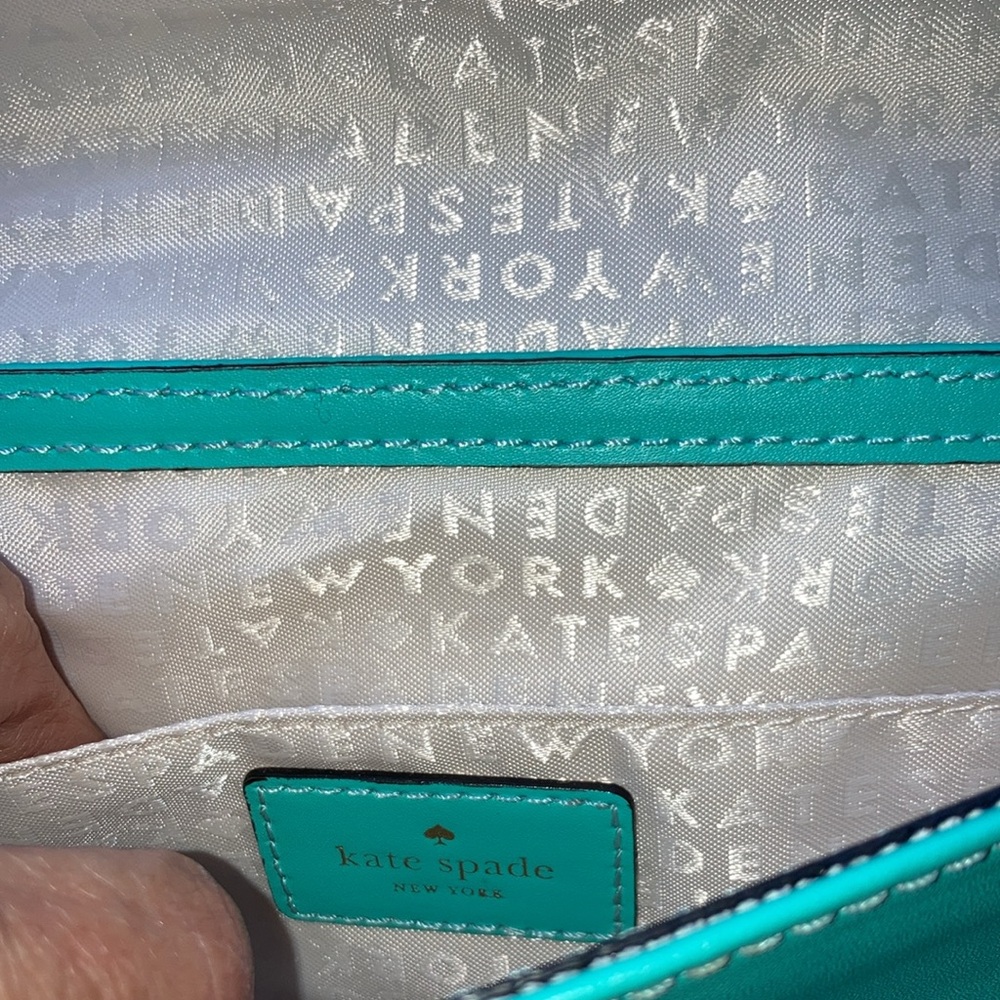 KATE SPADE New York turquoise clutch purse, size in pics, magnet close $79 - Picture 2 of 8
